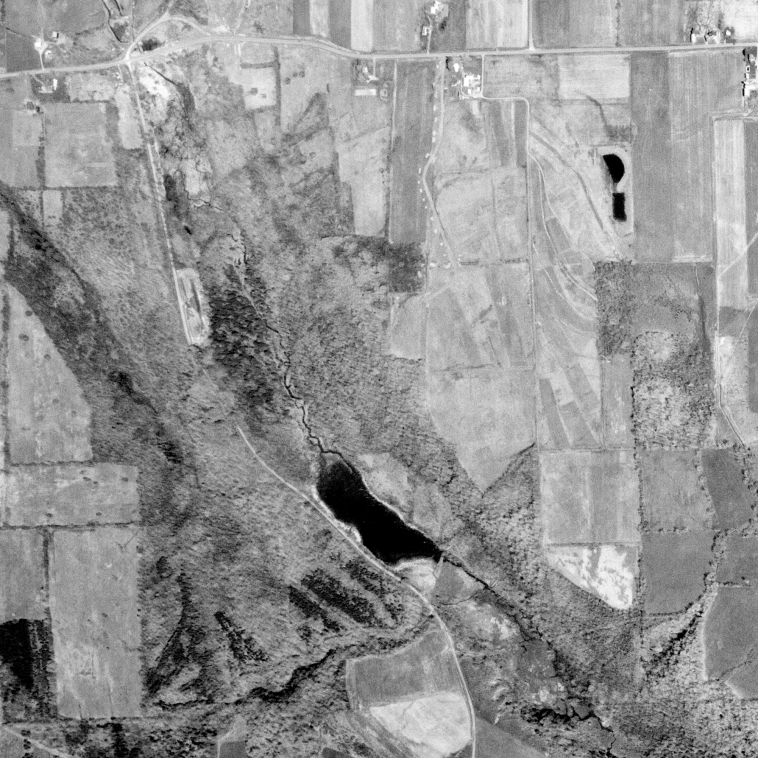 Aerial view of the Federal Farm and Gully Road, May 12, 1972.  USGS.