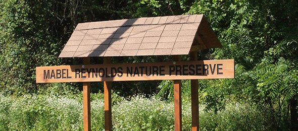 Mabel M. Reynolds Nature Preserve sign