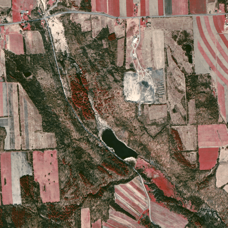 Federal Farm and Gully Road satellite image Mar. 27, 1995.